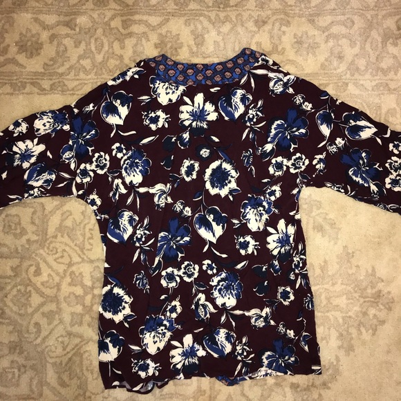 Never Worn Burgundy/White/Blue Patterned Kimono - Picture 2 of 3